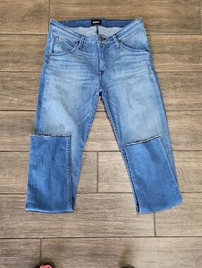 Hudson Jeans Women's Light Blue Patchwork Slim-Straight Jeans